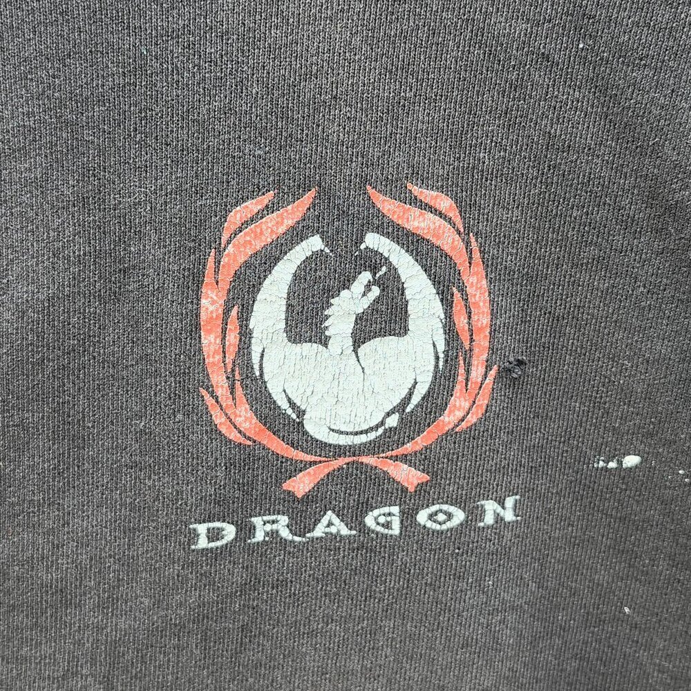 VINTAGE DRAGON with Flames Long Sleeve Sweater Men's Size Large 1980s